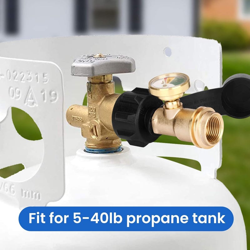 Aekops Propane Tank Gauge Level Indicator for 20lb Tanks, Propane Pressure Gauge with Leak Detector for BBQ Gas Grill, RV, Heater, Fire Pit, QCC Type1 Inlet, Solid Brass, 2 Pack - Image 4